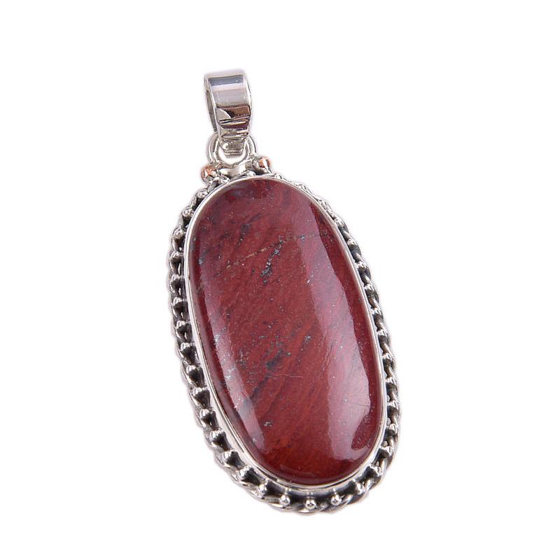 Natural Red Jasper Gemstone 925 Solid Sterling Silver Jewelry Pendant 1.50" J7C36