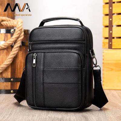 Men's Vintage Leather Crossbody Bag - Top Layer Cowhide, Casual Outdoor Shoulder Bag