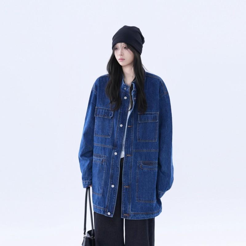 Unisex Oversized Denim Jacket Casual Longline