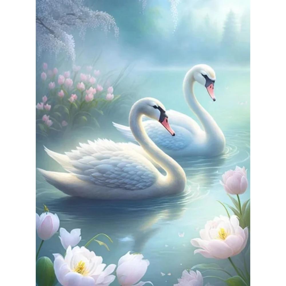 Diamantová malba Full Drill Labuť Slon Kulatý Diamantový obraz Ruční výroba Krásná motýlí květina Vlastní diamantová mozaiková malba Domácí dekorace