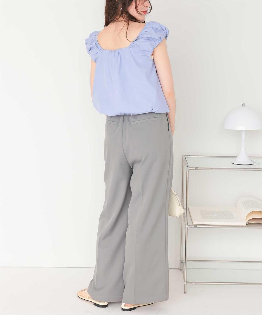 Titibait Cropped Balloon Silhouette Top AFXP4341 L Blue Women's