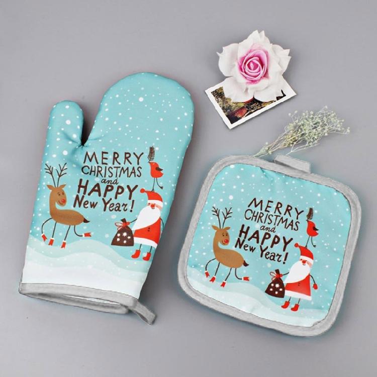 Christmas Kitchen Cooking Microwave Gloves Baking BBQ Potholders Oven Mitts