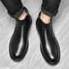 Men's Genuine Leather High-Top Boots with Side Zip and Plus Velvet Lining: Autumn/Winter Fashion Slip-On Shoes