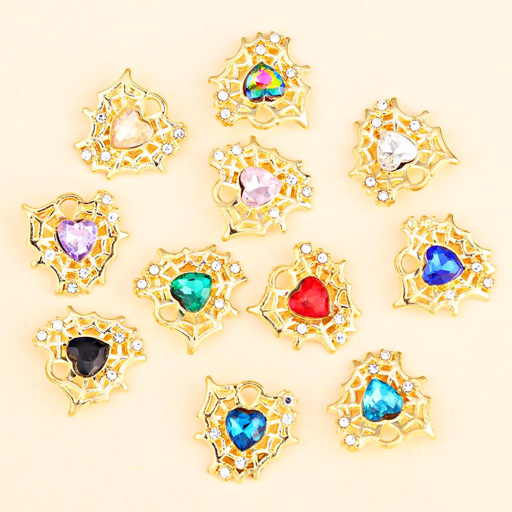 10Pcs Multicolor Crystal Peach Heart Charms For Women Girls Jewelry Making DIY Sweet Romantic Love Heart Pendant Necklace Crafts