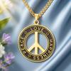 Dawapara Symbol Míru Náhrdelník Mír Láska Štěstí Požehnání Přívěsek Šperky z Nerezové Oceli Hippie Doplňky