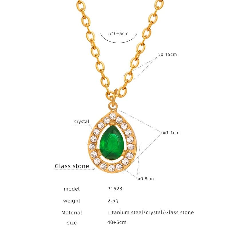 LT-P1521 New Retro Style Light Luxury French Pendant Necklace Titanium Steel 18K Gold/Silver Plated Zircon Heart Shape Jewelry