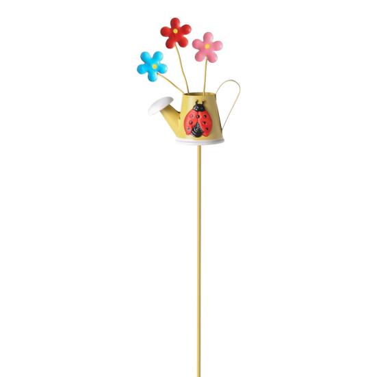 

Metal Garden Stake Watering Pot Shape Bee Butterfly Cow Bunny Flowers Decorative Garden Stake for Outdoor Yard Porch Lawn Pathway Pot I