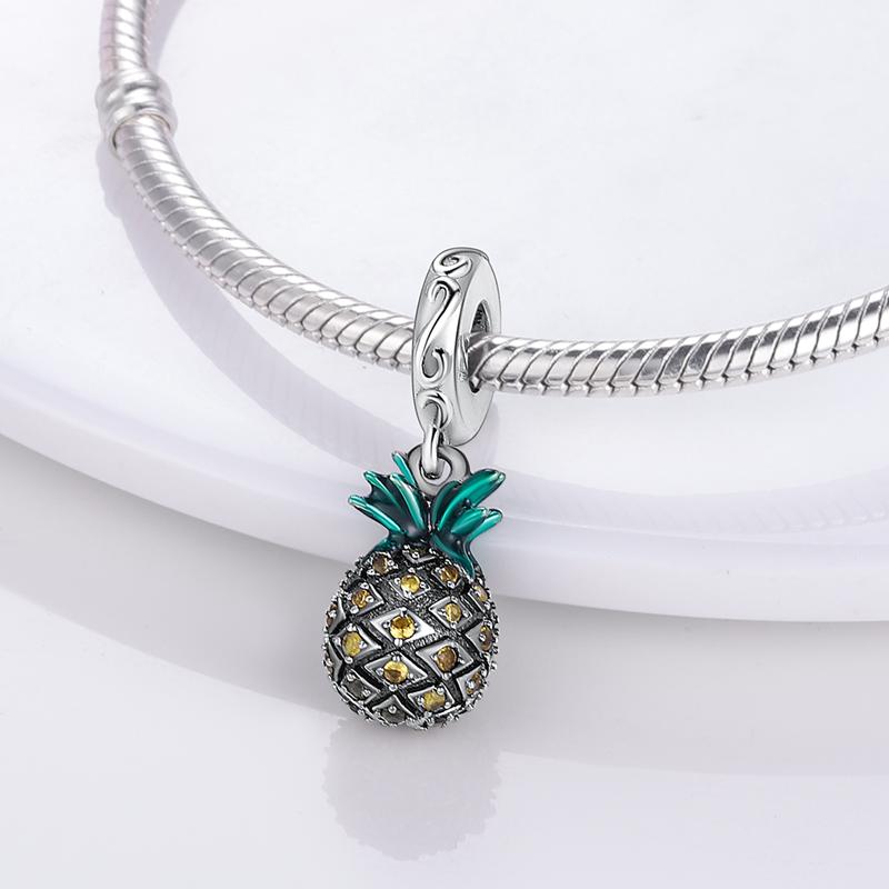 Summer Pineapple Fruit Pendants Copper Original Beads Fit Original Charms Bracelet Bead Jewelry Gifts For Women