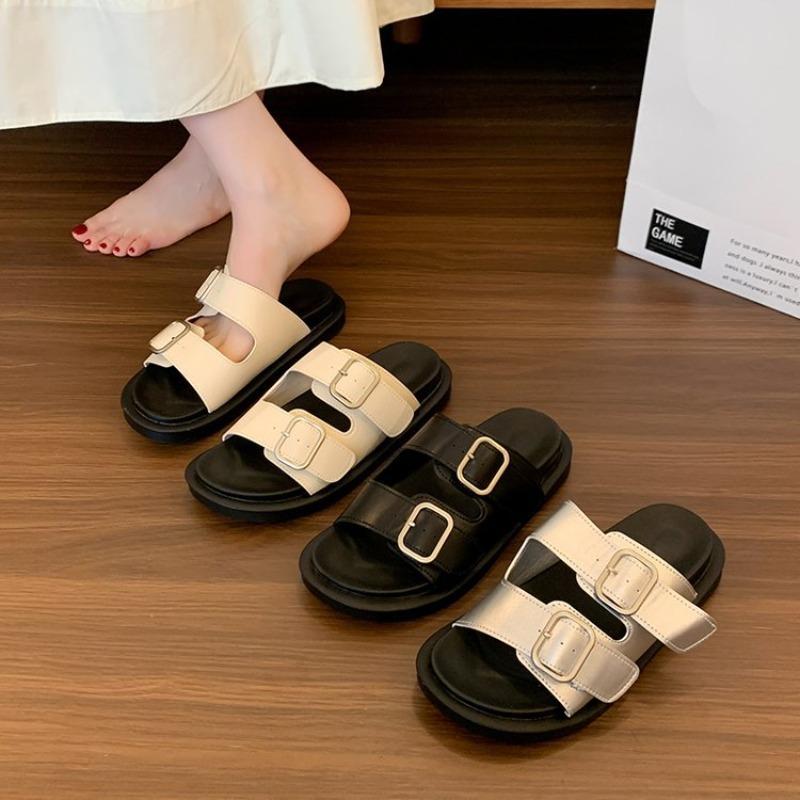 Fashion Beach Shoes Womens Slippers Outdoor Pantofle Slides Platform Low Fashion Sabot 2025 Luxury Rubber Hoof Heels PU Rome Slippers