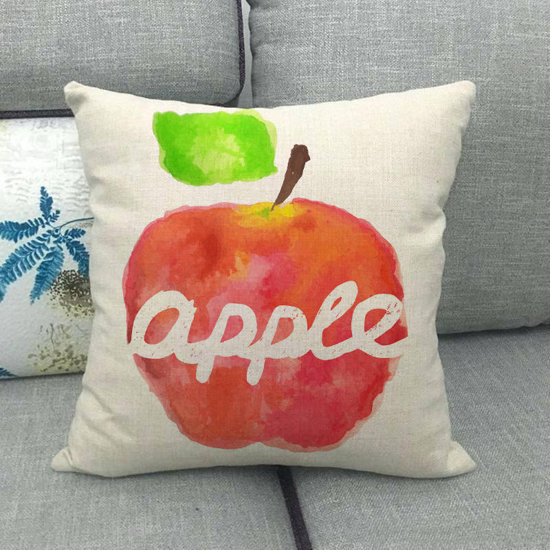 Watercolor Patterns Of Fruits And Vegetables Digital Printing Short Plush Pillow Covers For Sofa Office Cushion Cover Home Goods