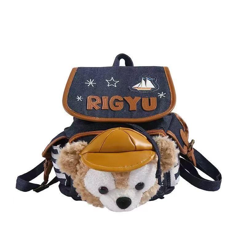 Bear Duffy Linabell Denim Backpack With Plush Details Padded Straps Use Kids