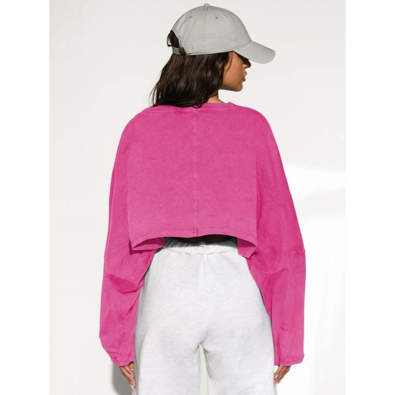 Pull Révélateur à Col Rond pour Femme Haut à Manches Longues en Tricot T-shirt Court de Sport