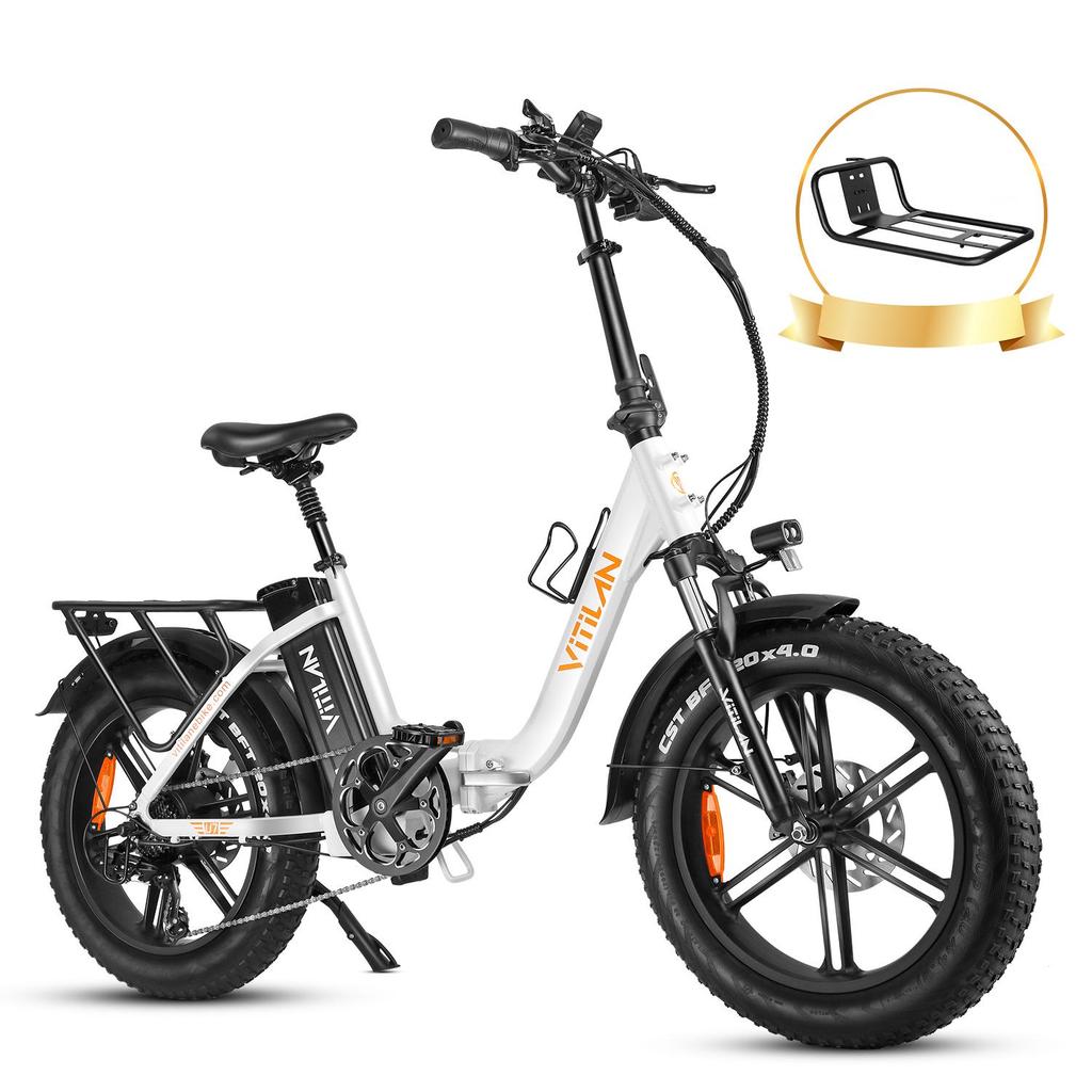 Electric Bicycle Adult Vitilan 20" 750W Motor Foldable Ebike Top Speed 40Km/h 48V 20AH Max Range 80Km 7 Speed U7