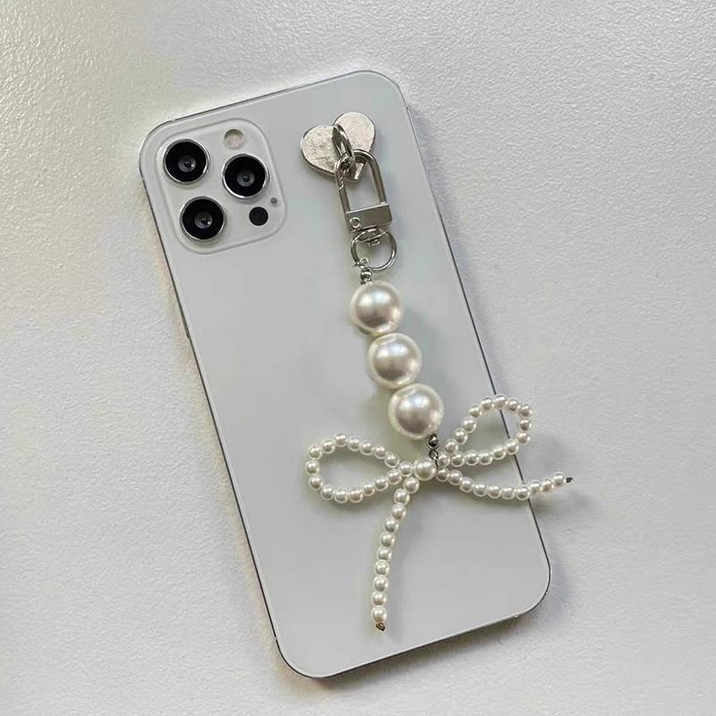 Tatlı Fiyonk Kalp Anahtarlık Kolye Güzel Boncuklu Asılı Süslemeler Anahtarlık Charm Telefon Askısı Telefon Charm Çanta Kolye
