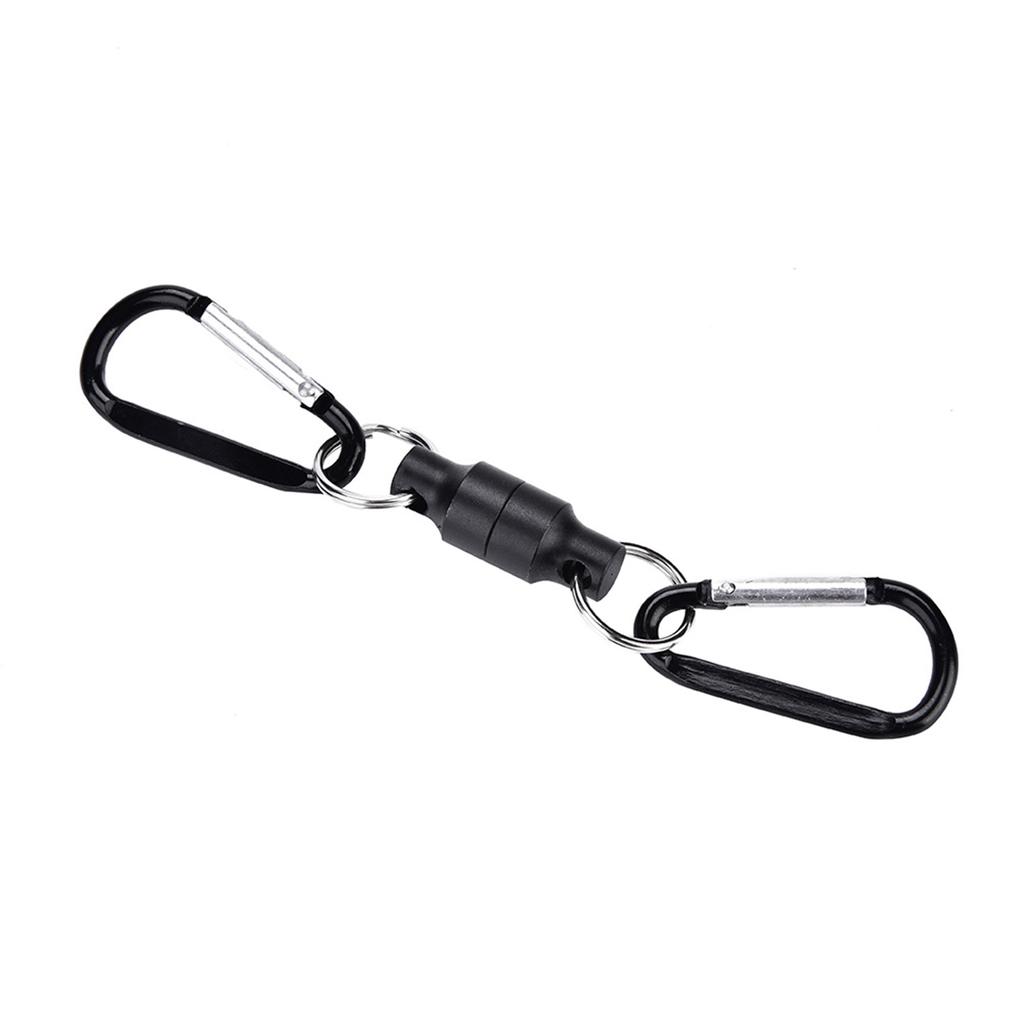 Magnet Buckle Fly Fishing Magnetic Net Release Clip Hanging Holder Lanyard Clip(Double, Black)