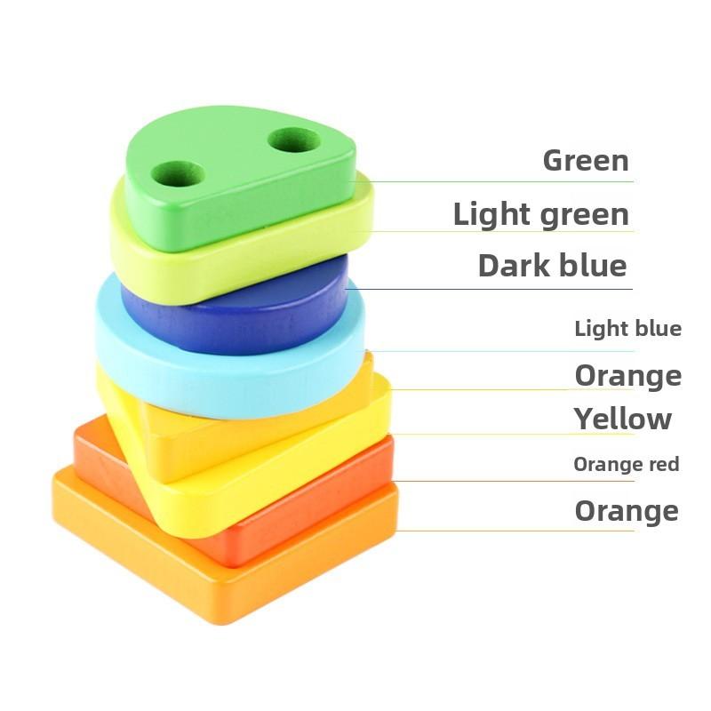 Blocks Wooden Stacking For Kids Learning Toy With Shape And Animal Matching