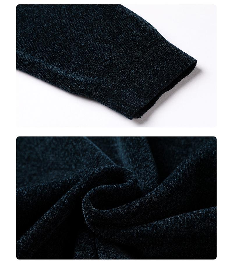 Chenille Men's Thick Knit Sweater - Round Neck, Warm Velvet, Casual Hoodie Pullover