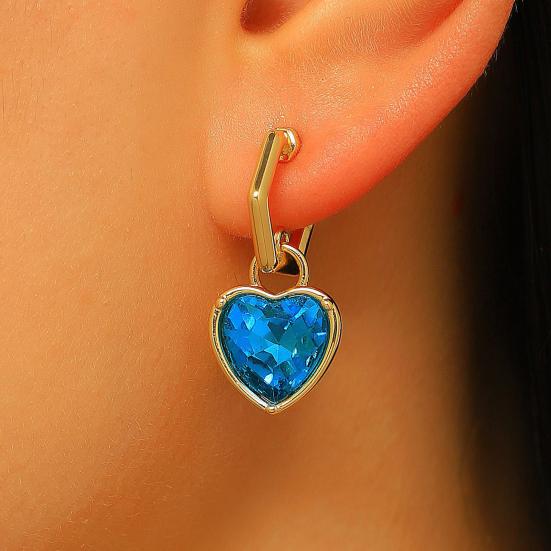 Yousheng 1 Pair Drop Earrings, Detachable Pendant Design Women Earrings, Heart Rhinestones Inlaid Versatile Earrings for Jewelry