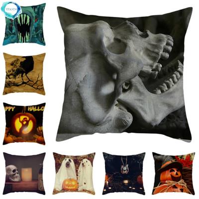 Halloween Nightmare Pumpkin Ghost Printed Throw Pillow Cover Linen Cushion Cover For Home Sofa Decoration 45X45Cm