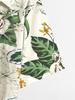 Men's White Tiger Tropical Floral Print Short Sleeve Shirt Casual Hawaiian Button Down Shirts For Men Beach Vacation Wear