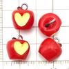 Set of 20 Red Resin 3D Fruit Charms: Strawberries and Apples for DIY Jewelry.