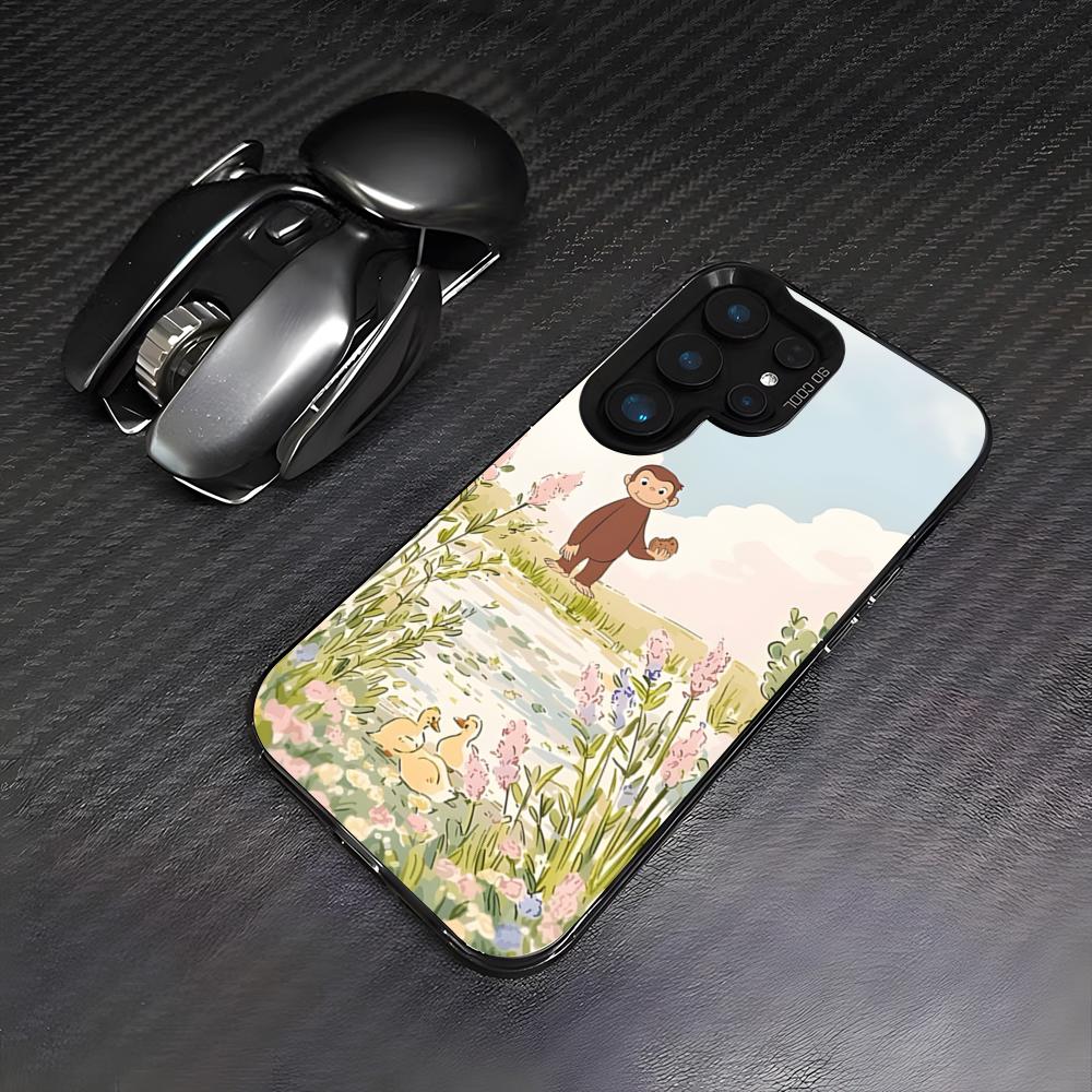Curious George Monkey Phone Case For Samsung S26 S25 Plus S20 S20 Plus S22 Ultra S23 FE S21 Plus S21 Ultra Colorful Cover