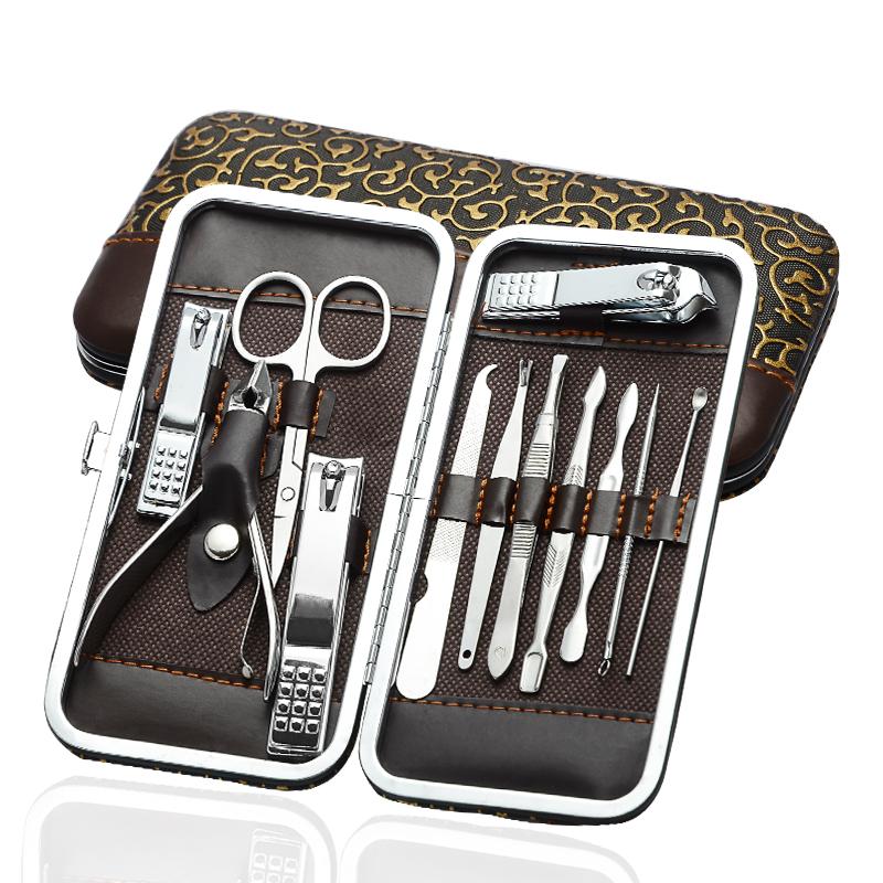 High Quality Luxurious Custom 12 Pcs Stainless Steel 12-in-1 Nail Clippers Set with Professional Gift Box for Beauty Manicure