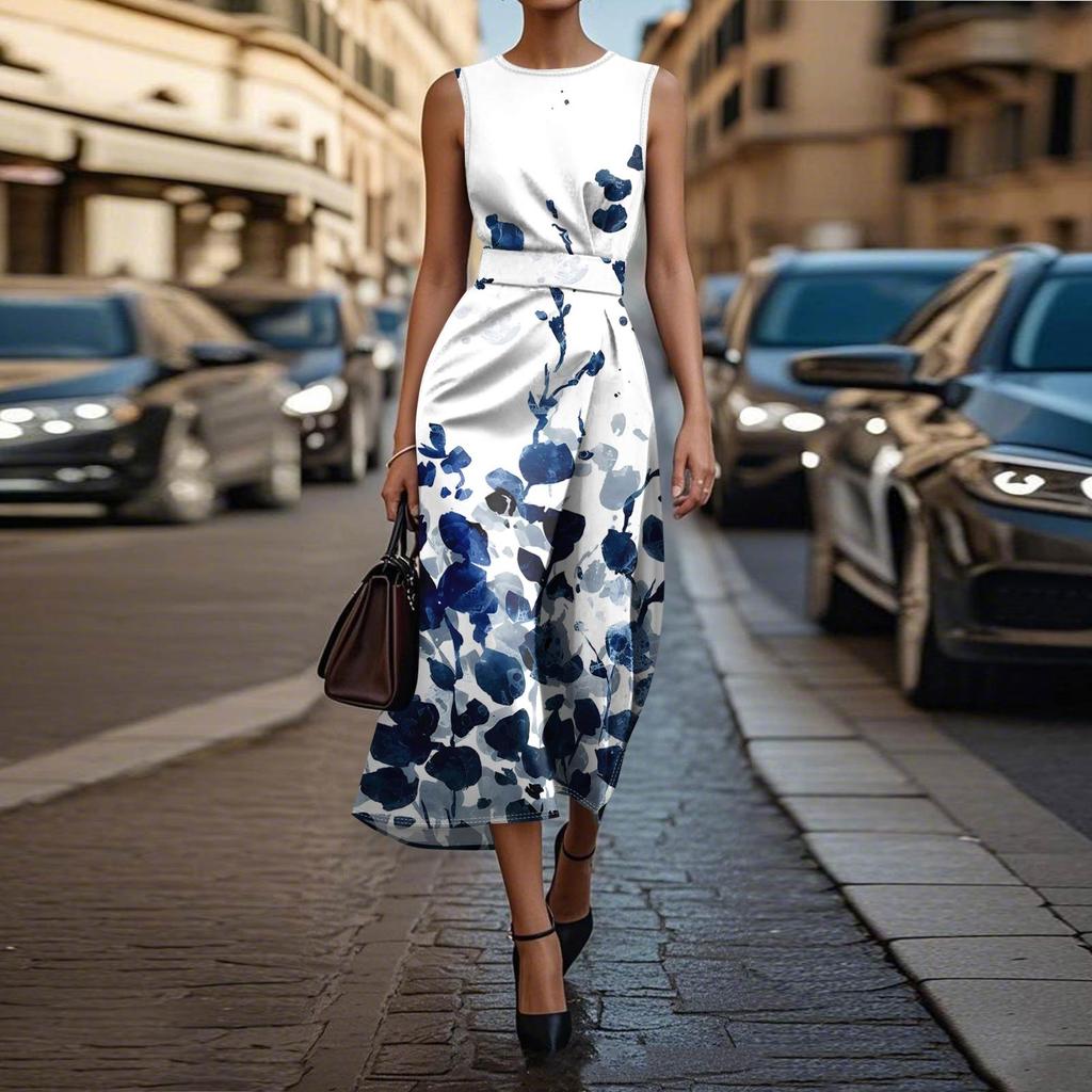 Sleeveless  Boho Dress For Women Casual Loose Fit Summer Sundress Print Dress