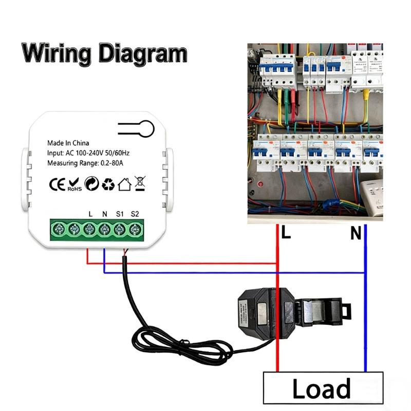 Intelligent Home Energy Monitor 80A Current Voltage Changer Clamp Power monitors Electricity Statistics Monitoring Device