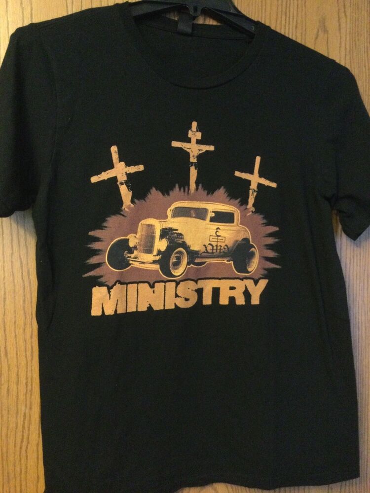 

Черная футболка унисекс с тремя крестами спереди Ministry Hot Rod S