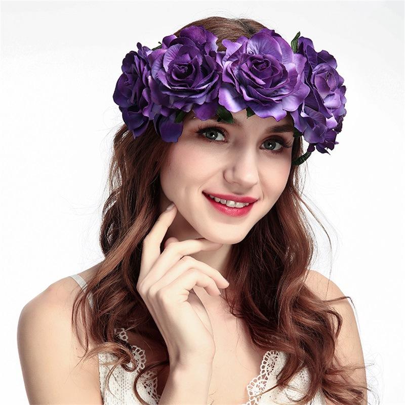 Halloween Rose Hair Band Hair Hoop Cosplay Costume Party Flannel Flowers Crown Headband Festival Hair Garland Wedding