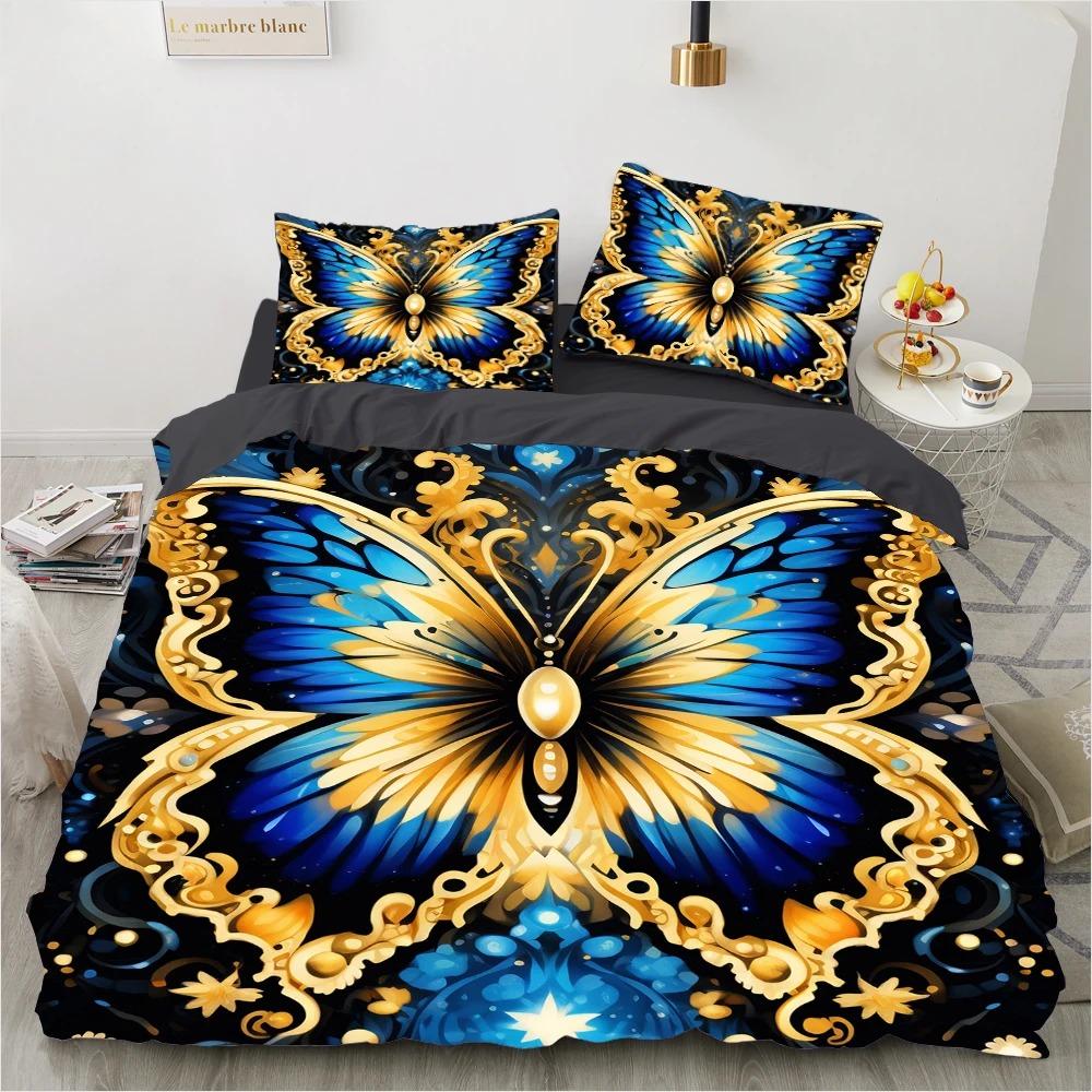 Luxury Bedding Sets 3d Digital Printed Retro Bohemian Butterfly 23pcs High Quality Duvet Cover Set Queen King Size Comforter