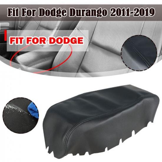 For Dodge Durango 2011- Center Console Lid Leather Armrest Pad Cover Black