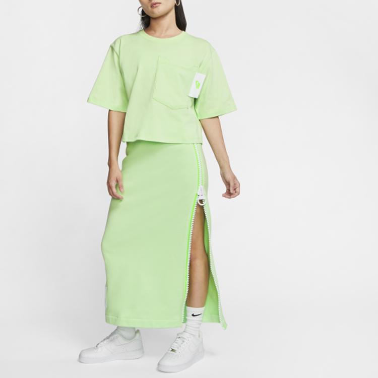 Nike Sportovní Crop Top Tričko s krátkým rukávem Dámské topy Cukrově zelená CT0875-376