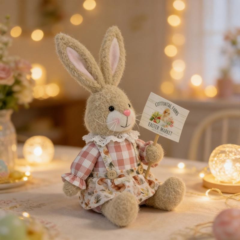 Festival Holiday Decoration Sitting Rabbit Plush Rabbit Figurine Perfect for Easter Parties Living Room Bedroom Decors