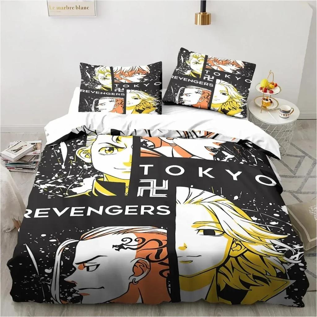 Anime Tokyo Revengers Ryuguuji Ken Sano Manjiro Bedding Set Duvet Cover Sheet Printed Bed Set Pillowcase Bed Comforter Bedroom