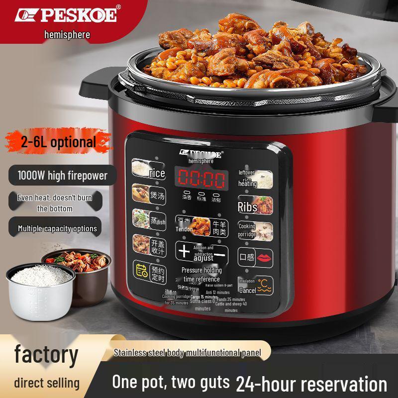 Smart Multifunction Electric Pressure Cooker - Double Pot, Large Capacity, Automatic, High-Pressure Rice & Porridge Cooker