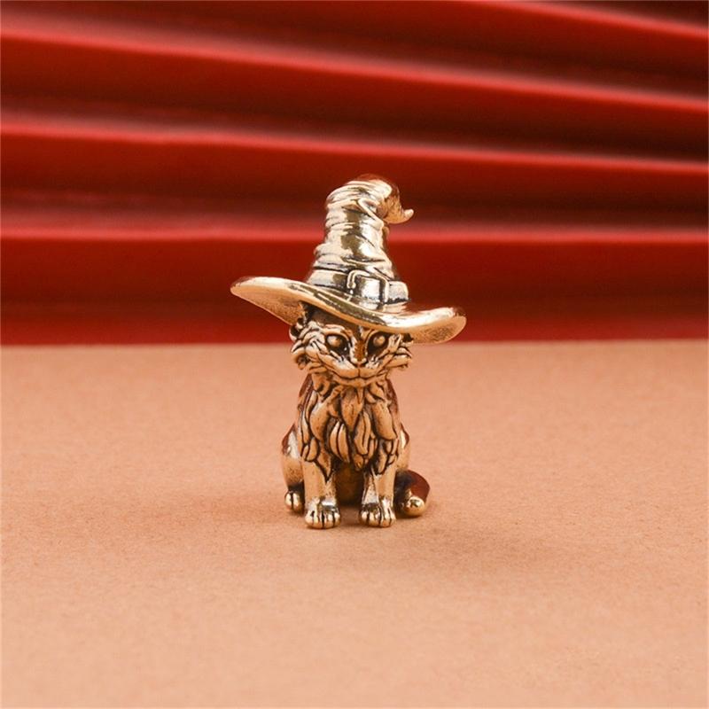 Ručně vyráběná mosazná soška koček čarodějnic, vintage starožitná figurka koťátka, miniaturní stolní dekorace, socha, ozdoba