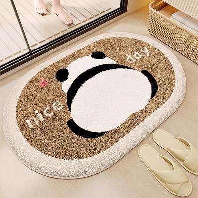 Yan Cartoon Panda Bathroom Imitation Cashmere Floor Mat, Toilet Door Carpet Door Mat, Absorbent Anti-slip Mat, Toilet Floor Mat