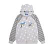 Felpa con cappuccio e zip a righe rétro da uomo con ricamo dettaglio orecchie di gatto Vestibilità ampia Abbigliamento casual autunnale