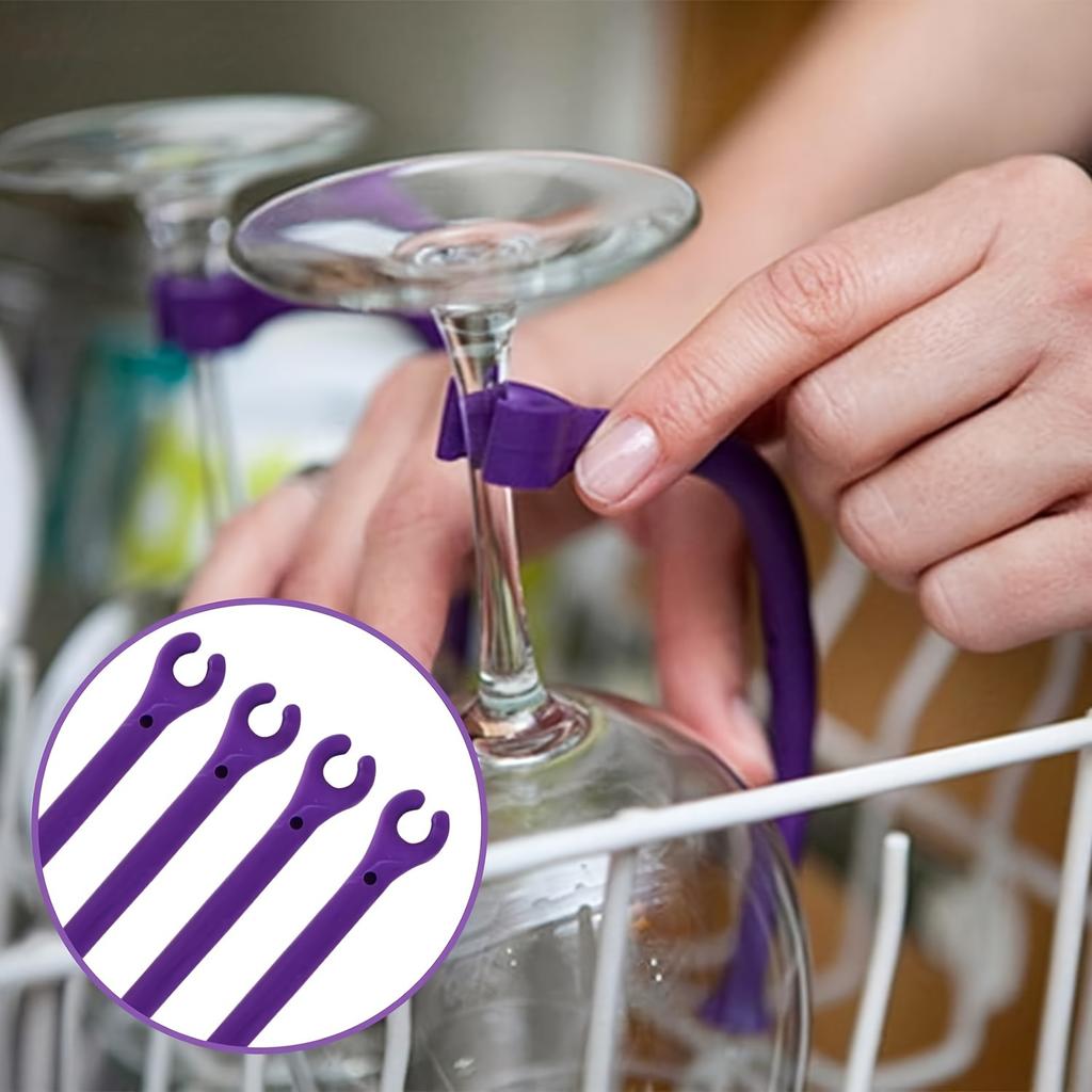 Prostorově úsporný silikonový držák na sklenice na víno - Nastavitelný, Ideální pro vysoké sklenice, Ideální do kuchyně a jídelny, Kreativní