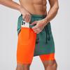 Men Shorts Adjustable Waist Drawstring Fake Two-Piece Design Moisture-Wicking Quick-Drying Running Sport Shorts