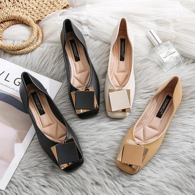 2024 Frühling Sommer Damen flache Schuhe Mode Bequem Metallische Dekoration Mädchen Slipper Leder Freizeitschuhe Freizeit Loafer