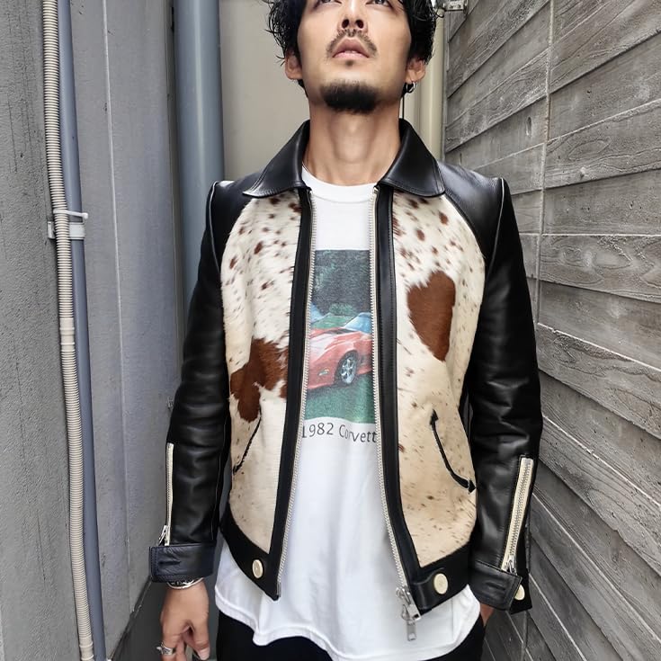 Genuine Leather Grizzly Jacket Leather Jacket Grizzly Jacket 3L Size Black VALLET05VG [Liugoo Leathers] Men's