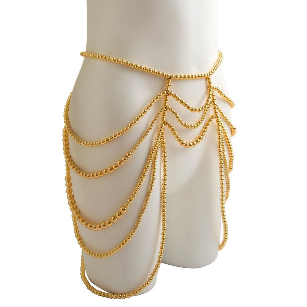 Luxury Shoulder Chain Pearl Women Body Chain Fashion Beaded Waist Chain  Female