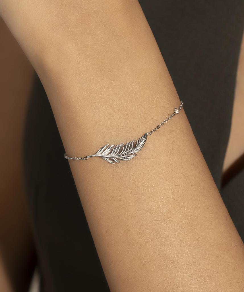 Olivia Burton Signature Feather Silver Authentic Imported Bracelet, 24100215,