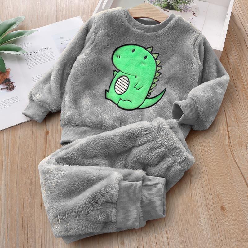 Dětské pyžamo Set Flanel Podzimní a Zimní zesílené Dívčí Domácí Dětské Coral Fleece Baby Pyžamo