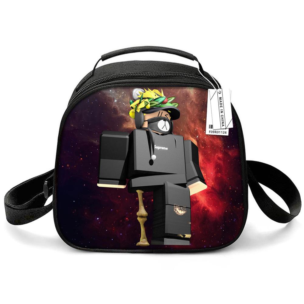 Lunch Bag Primary School Picnic Bag Round Ice Pack Rob Ross Printed Shoulder Portable Cartoon Meal Bag