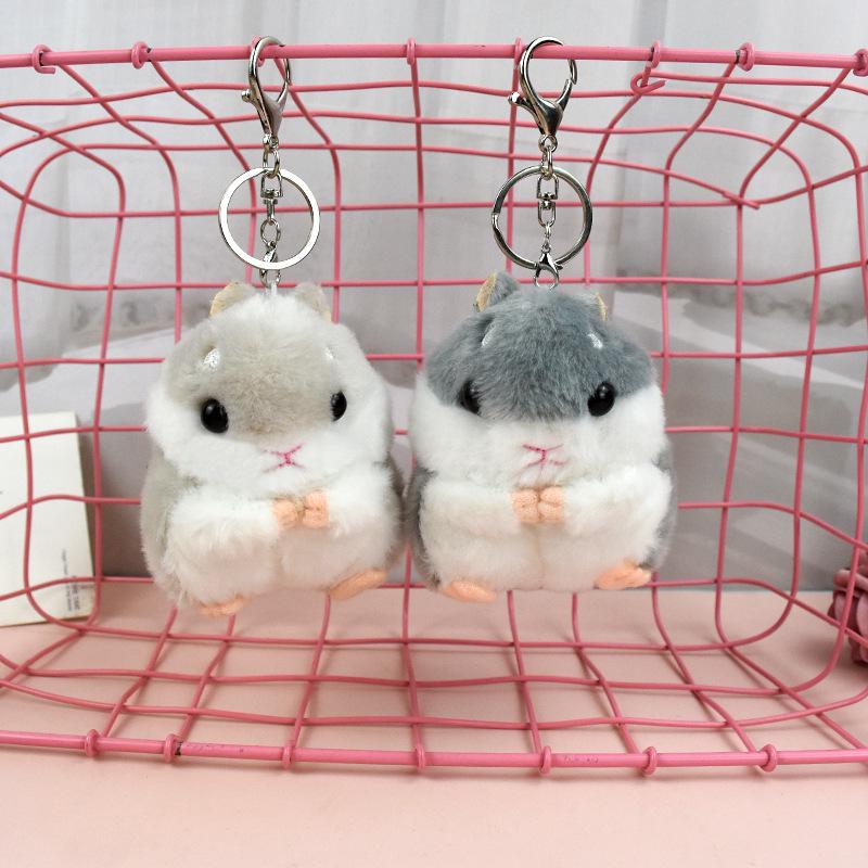 Cute Cartoon Hamster Plush Keychain Doll - Stuffed Animal Schoolbag Pendant Gift