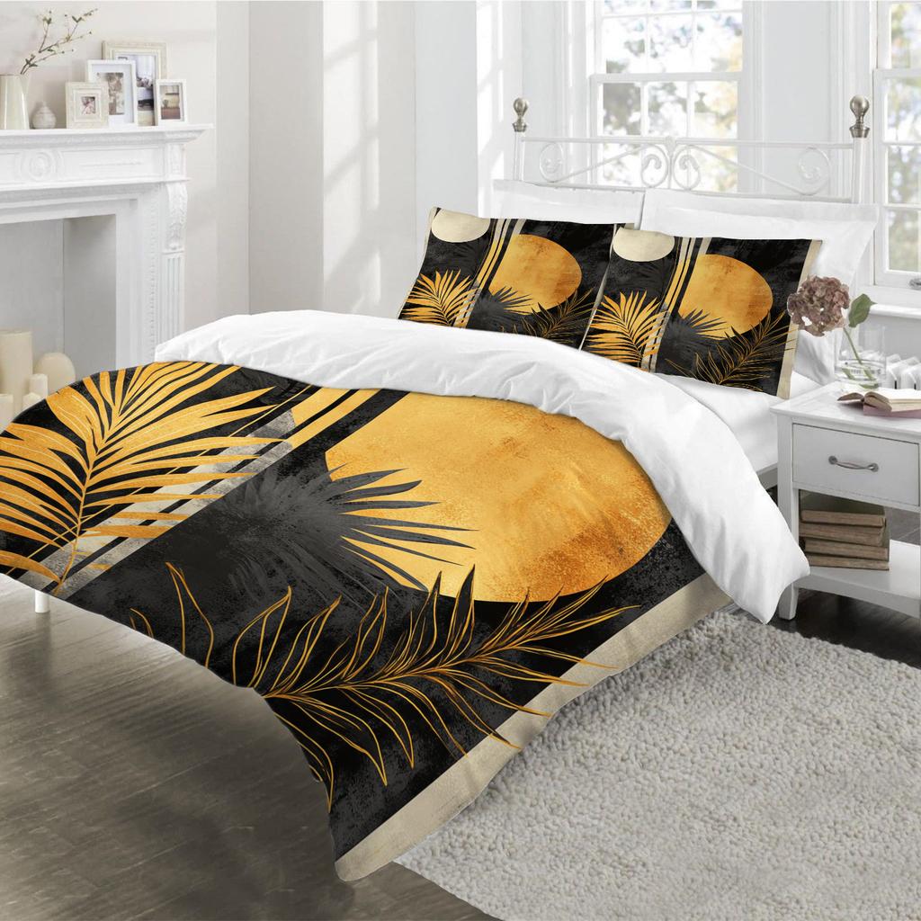 Bedding Forest Leaf Digital Printing Quilt Set Three-Piece Home Textile Kit